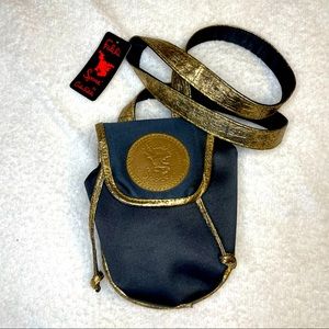 Vintage Carlos Falchi black and gold crossbody bag